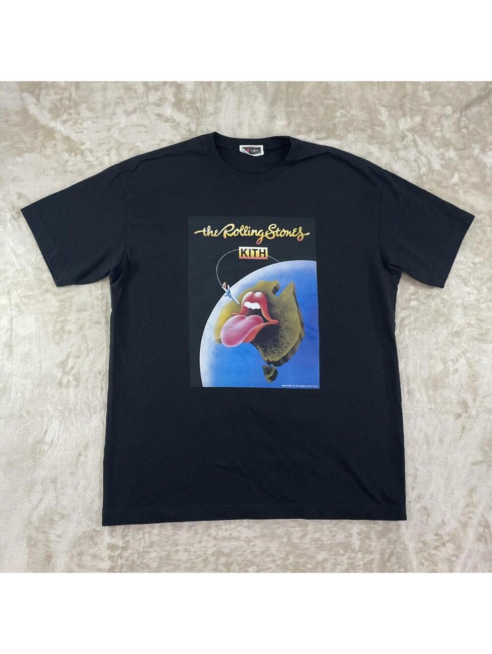 KITH for The Rolling Stones Australia 1973 Poster Tee Graphic Black T-Shirt Sz S